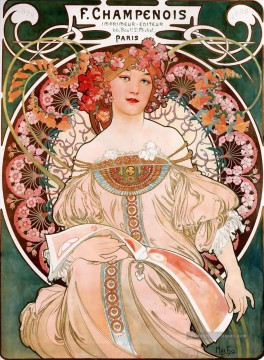 F Champenois ImprimeurÉditeur 1897 Art Nouveau tchèque Alphonse Mucha Peinture à l'huile